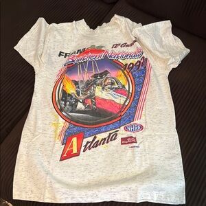 NHRA 1992 White and Red Short Sleeve Tee with Retro Graphic